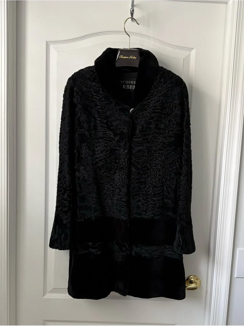 Black Persian Lamb Dress Coat trimmed in Black Mink